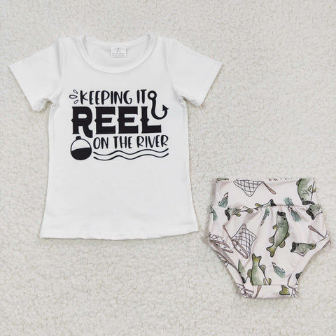 GBO0087 Girl Fishing REEL Short Sleeve Brief Set