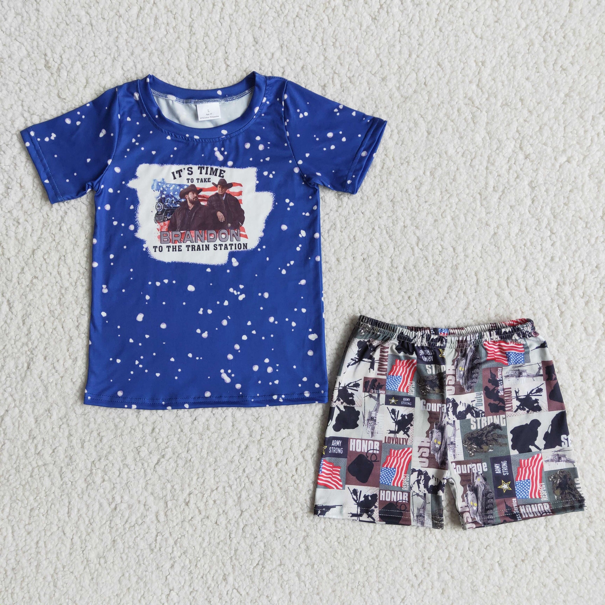 B1-2 Baby Boys Short Sleeve Summer Shorts Sets