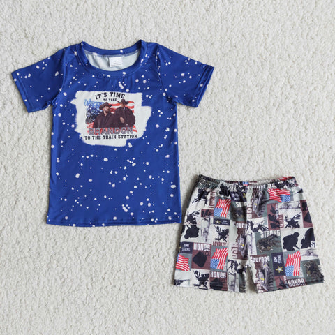 B1-2 Baby Boys Short Sleeve Summer Shorts Sets