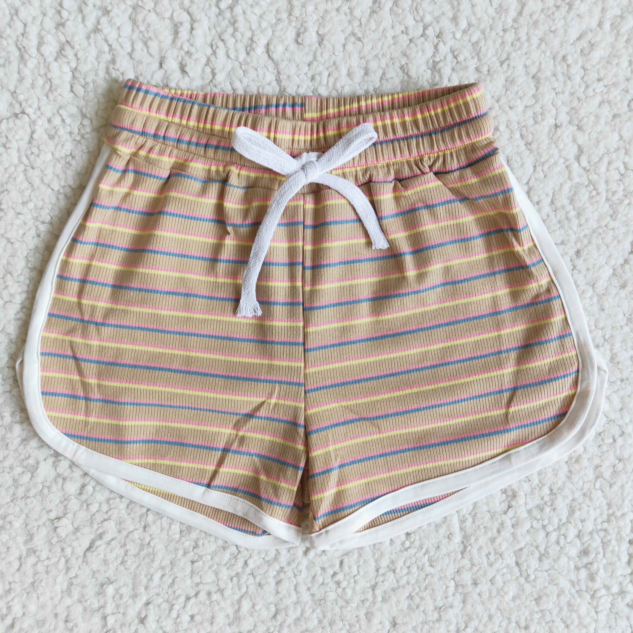 B0-15 Baby Girls Brown Stripe Shorts Pants
