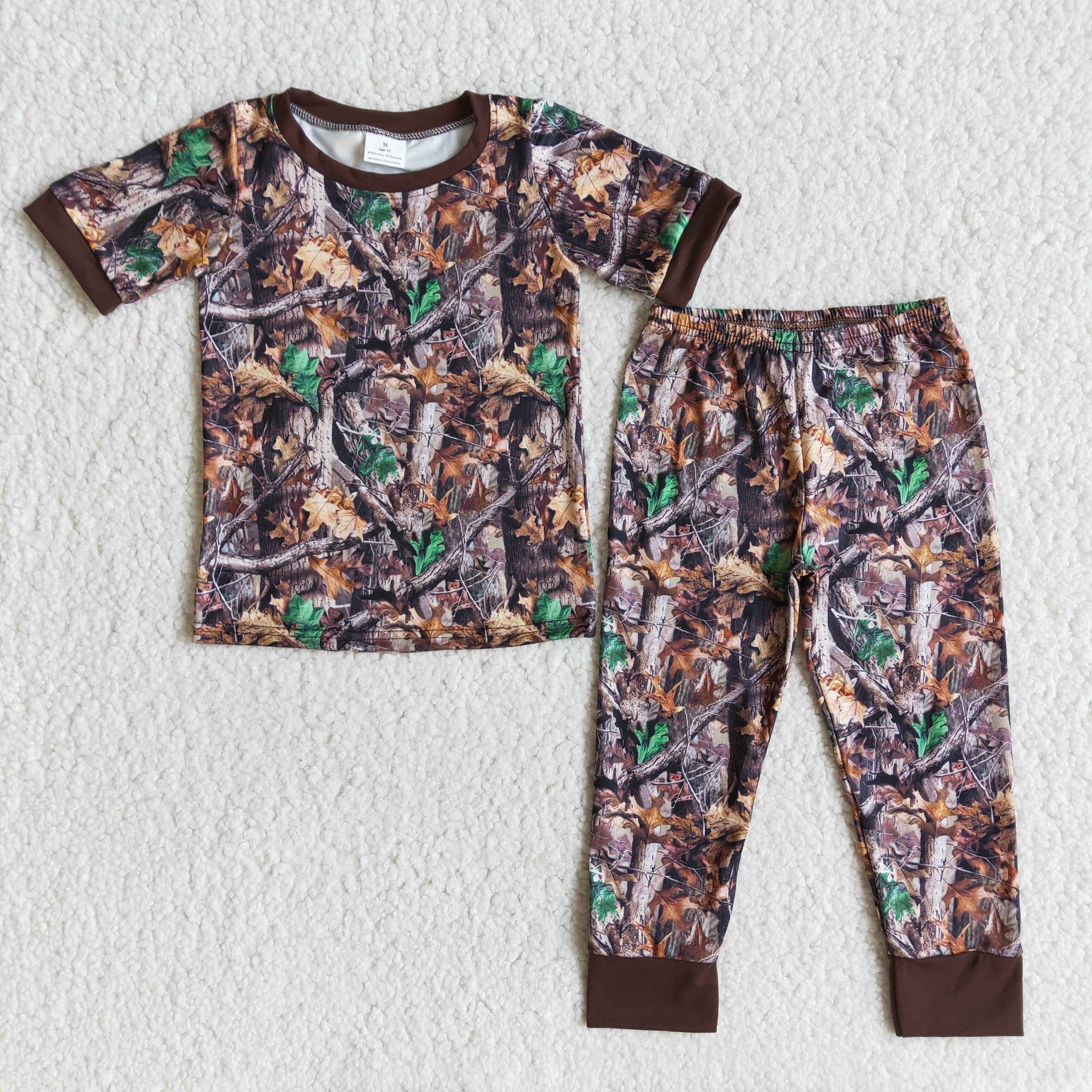 Camouflage Suit Baby Boys Short Sleeve Pajamas Sets Hunting Outdoors Camping Outfits