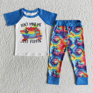 E11-18 Baby Boys Short Sleeve and Tie-Dye Long Pants Sets