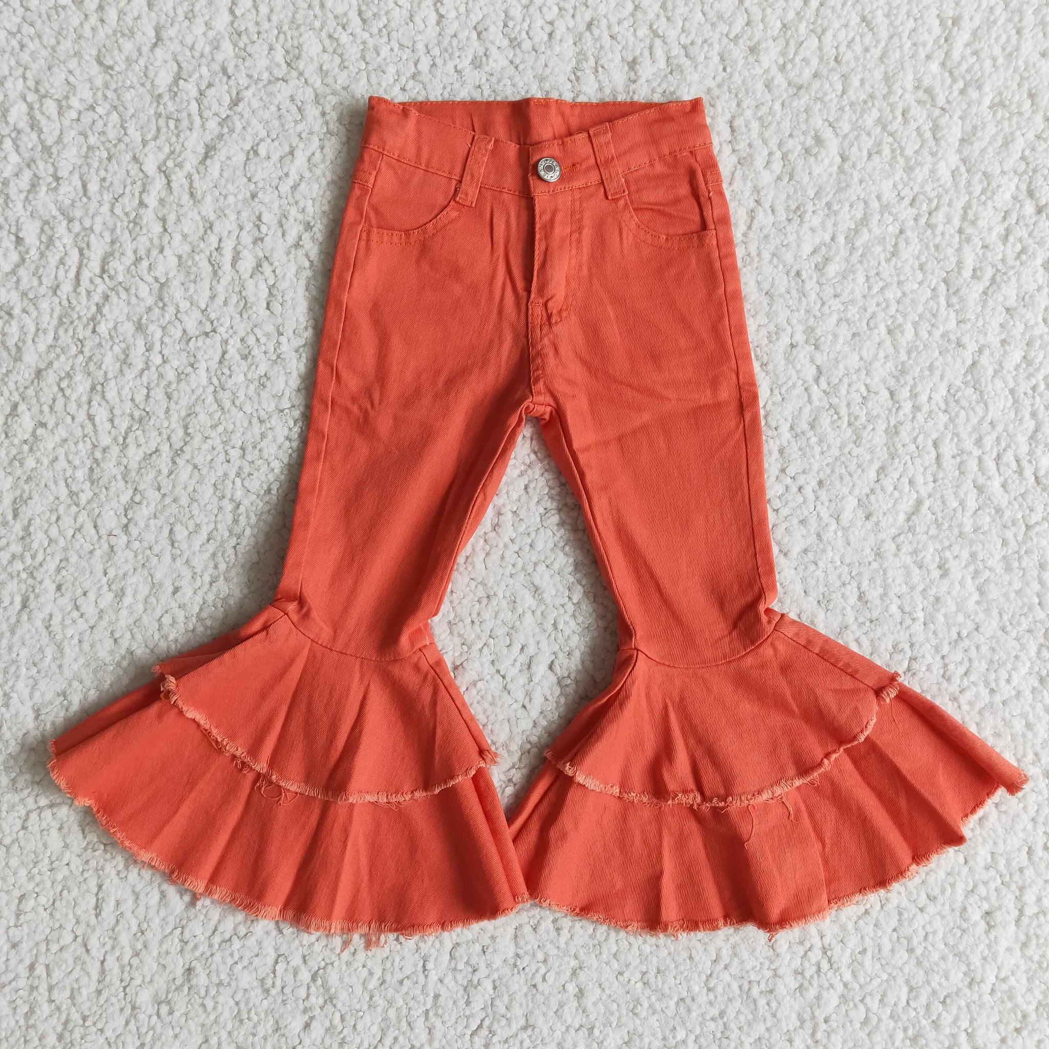 E12-19 Orange Jeans Long Pants Bell Bottoms