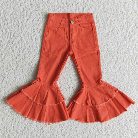 E12-19 Orange Jeans Long Pants Bell Bottoms