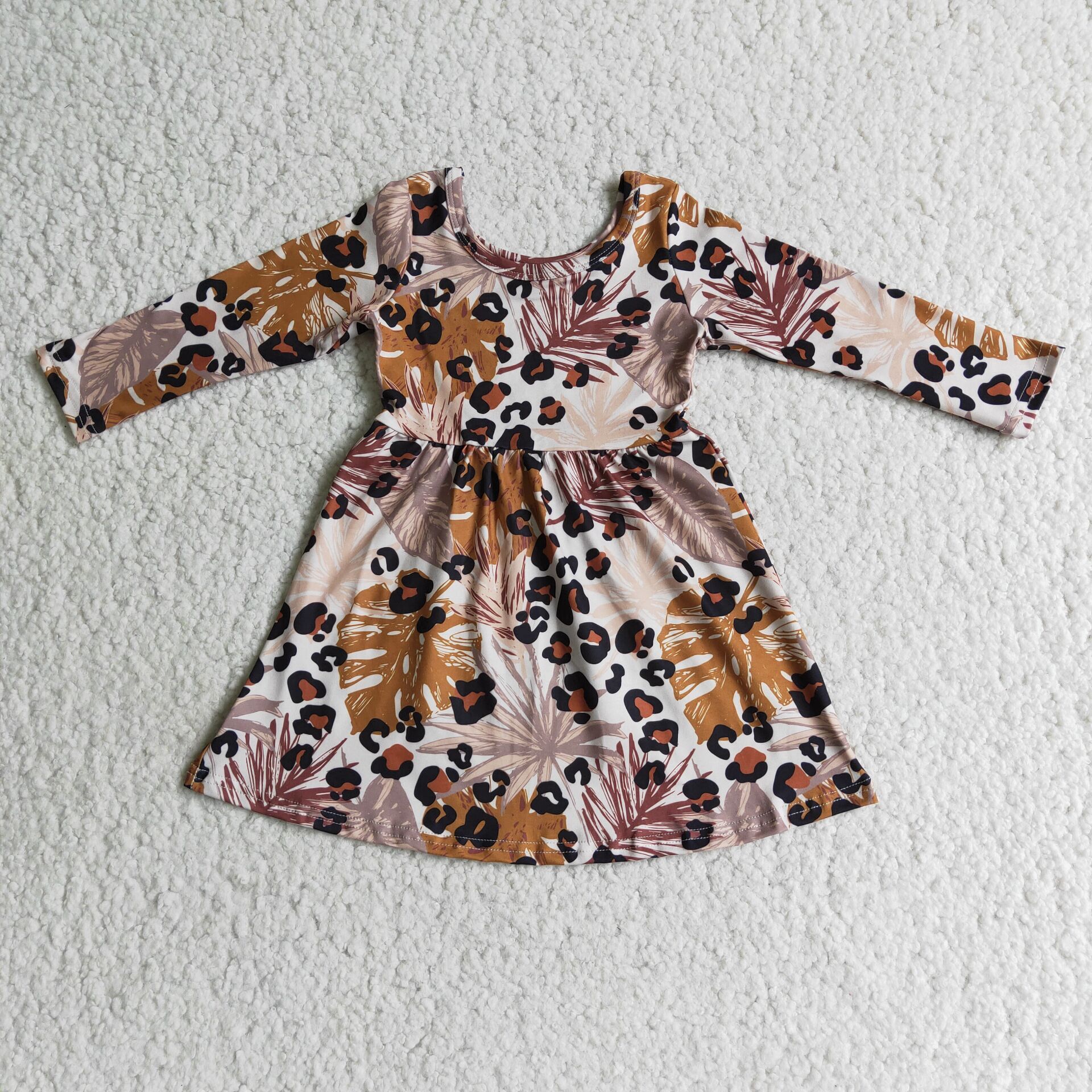 6 B7-3 Leopard Baby Girls Long Sleeve Dress