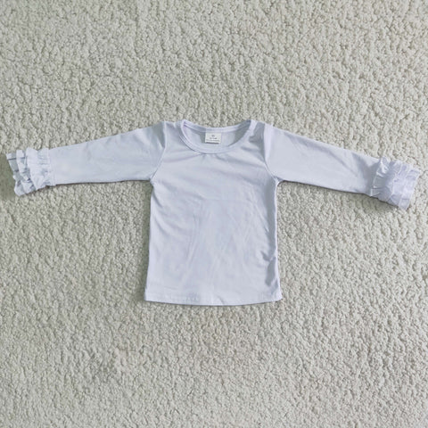 6 A8-1 Girls White Long Ruffles Sleeve Shirt