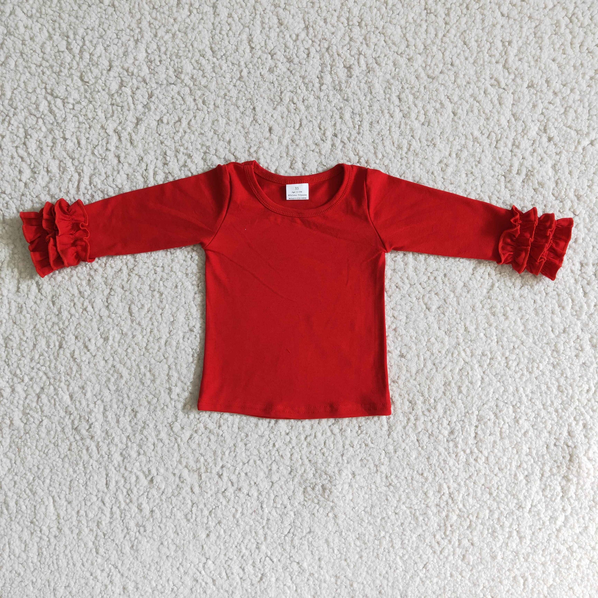 6 A2-1 Girls Red Long Ruffles Sleeve Shirt