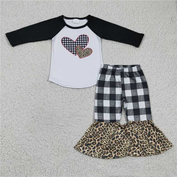 6 B7-23 Valentine's Day Plaid Leopard Heart Long Sleeve Suit
