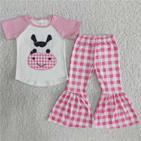 B9-11 Small cow pink trousers set