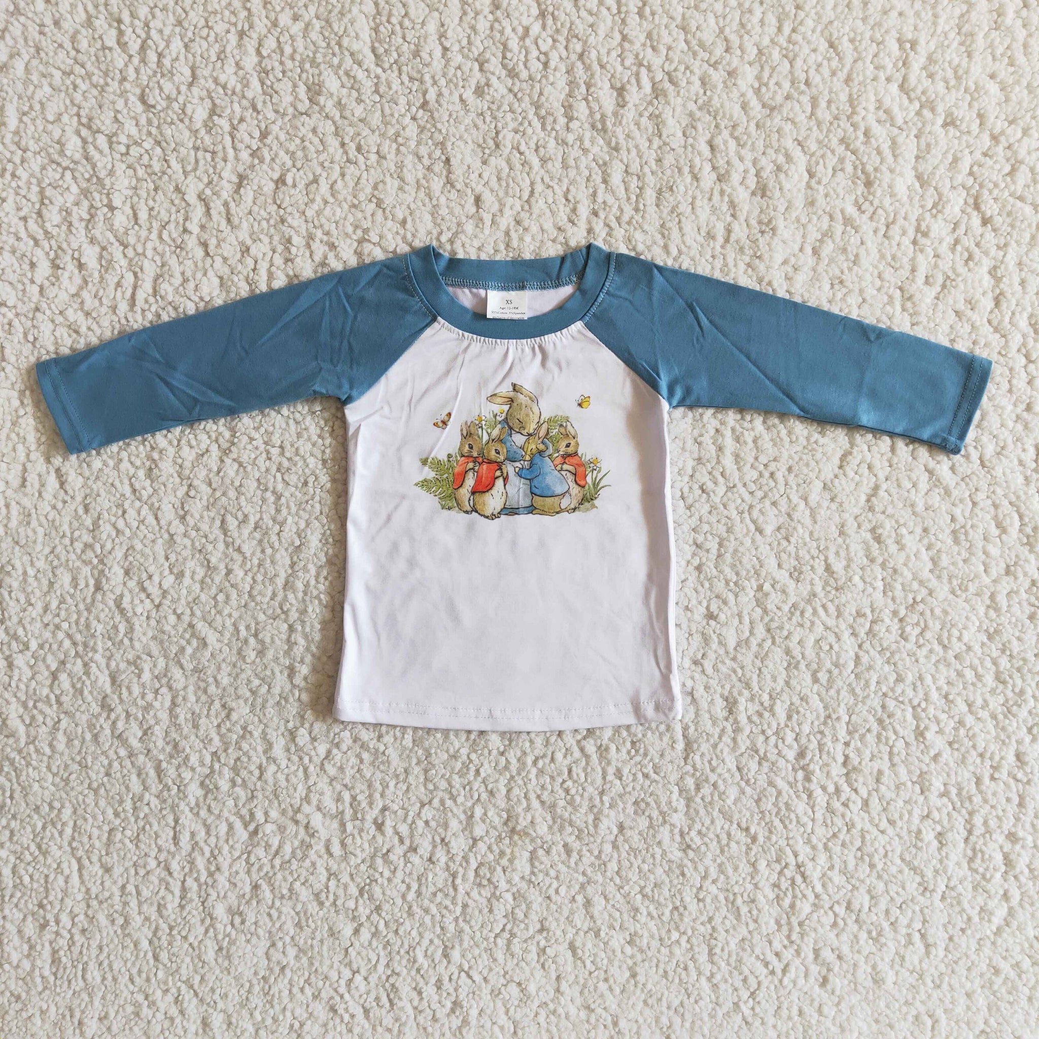 6 B13-33 Easter Blue Bunny Long Sleeve