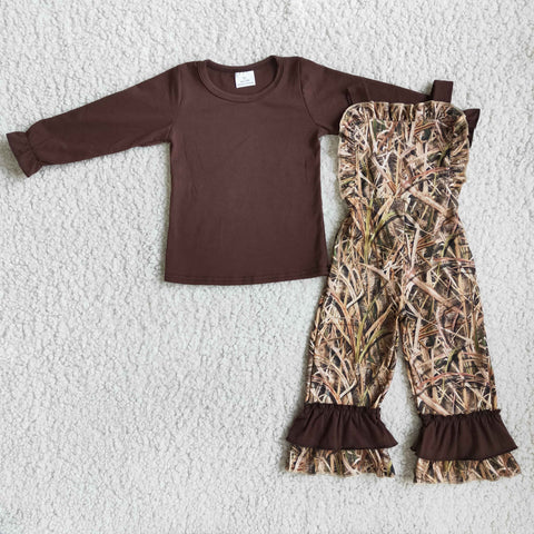 Camouflage Suit  Long Sleeve Overall Pants Set