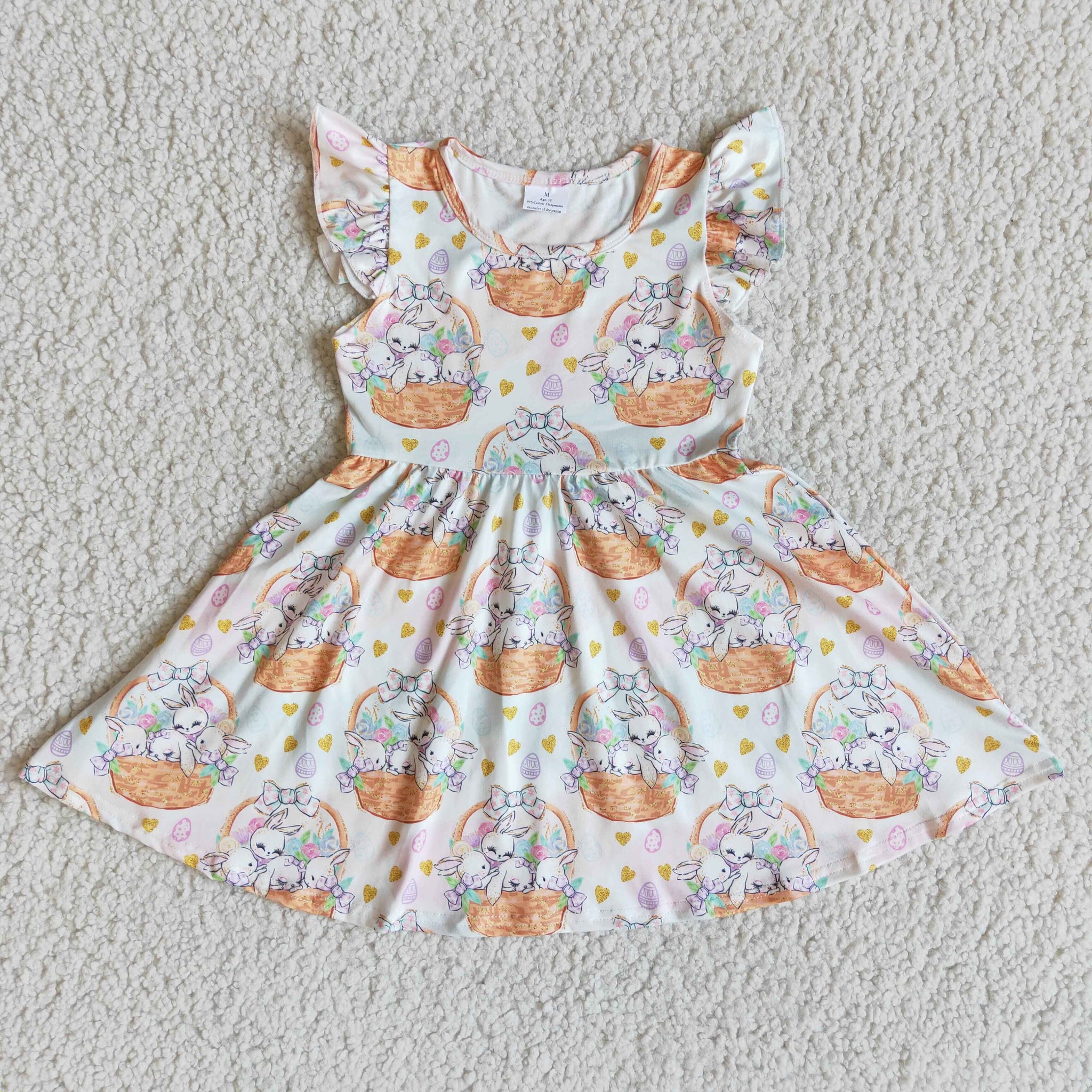 E6-1 Easter Orange Pearl Sleeve Dress