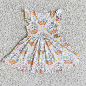 E6-1 Easter Orange Pearl Sleeve Dress