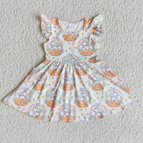 E6-1 Easter Orange Pearl Sleeve Dress
