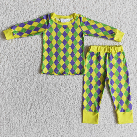 6 A27-30 Mardi Gras Long Sleeve Pajamas Nightclothes