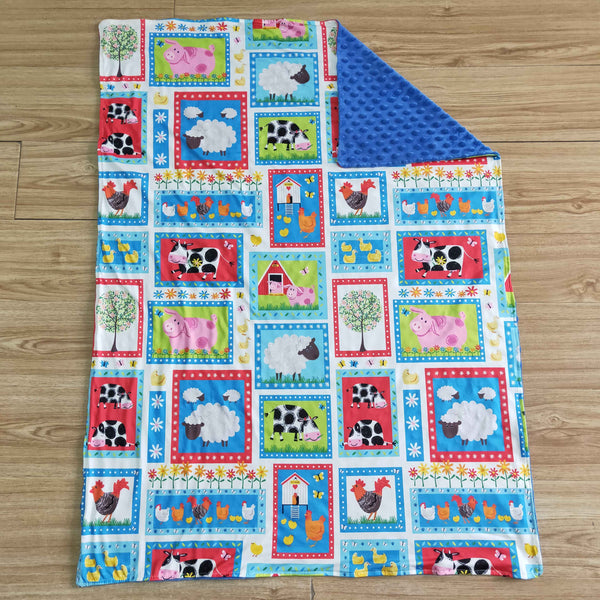 6 B10-14 Farm Pig Cows Sheep Chicken Baby Girls Blanket