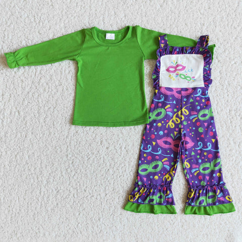 6 A28-19 Mardi Gras Long Sleeve Overall Pants Set