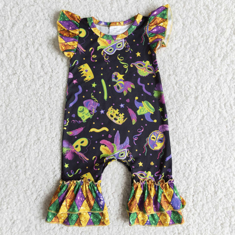 E7-14 Mardi Gras Pearl Sleeve Romper