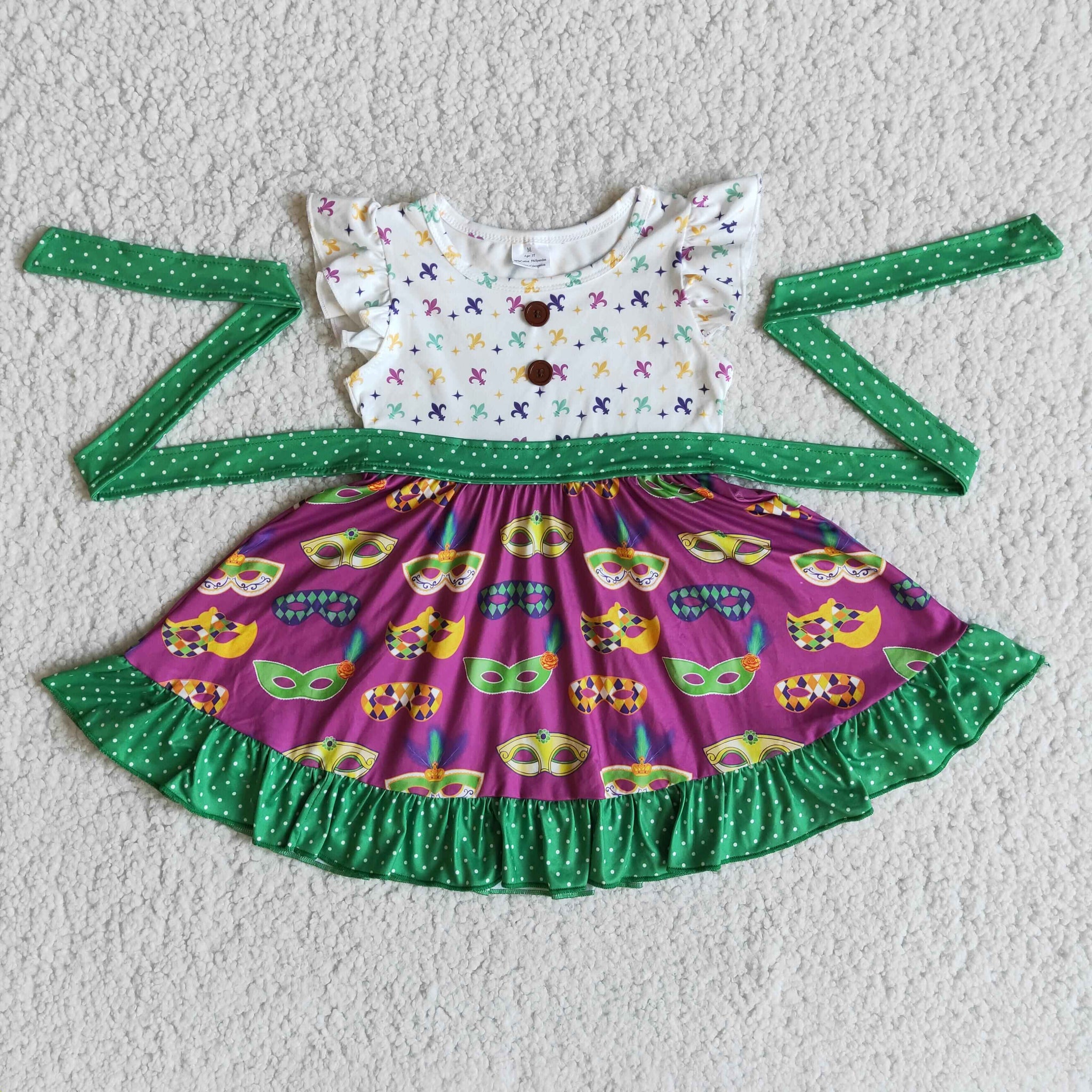 E10-11 Mardi Gras Pearl Sleeve Dress