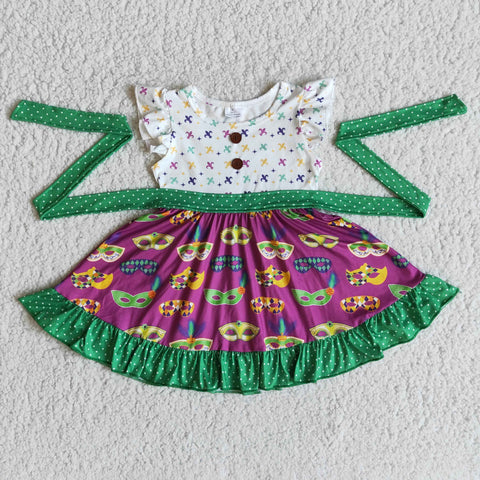 E10-11 Mardi Gras Pearl Sleeve Dress
