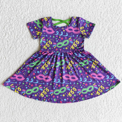 E10-3 Mardi Gras Short Sleeve Dress
