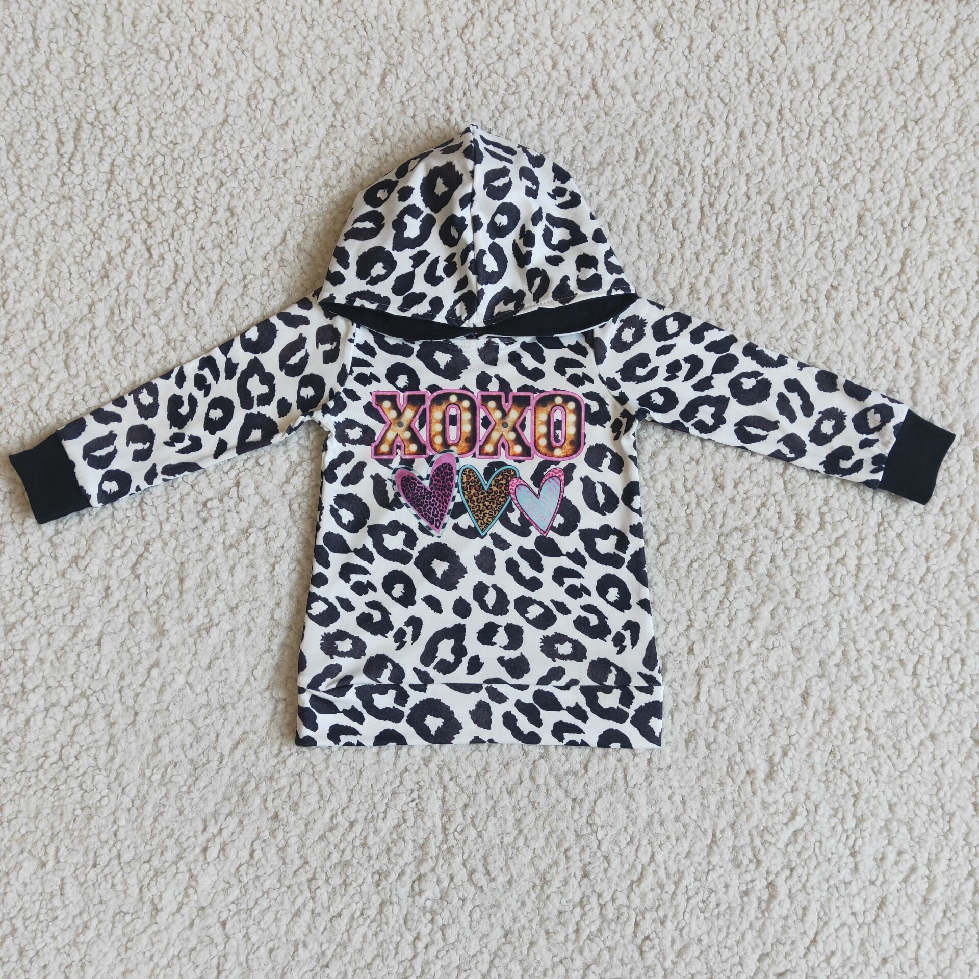 6 C10-28 Valentine's Day Baby Children Leopard Hoodies Long Sleeve