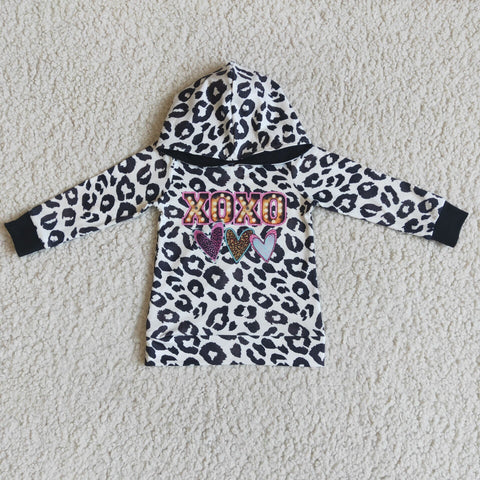 6 C10-28 Valentine's Day Baby Children Leopard Hoodies Long Sleeve