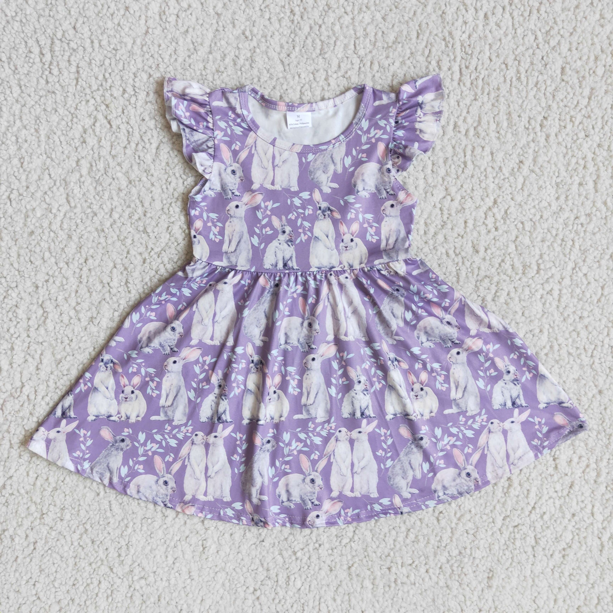 D4-18 Easter Purple Pearl Sleeve Dress