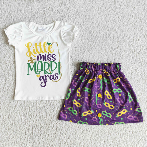 E5-5 Mardi Gras Lantern Short Sleeve and Skirt Sets