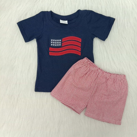4th of July Baby Boys Embroidery Summer Shorts Sets