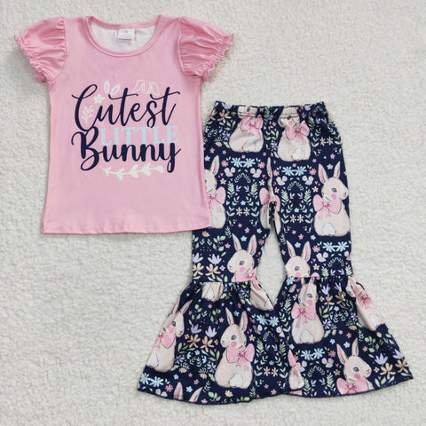 GSPO0461 baby girls boutique Easter clothing short sleeves long pants set