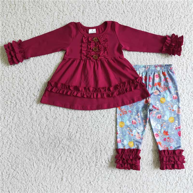6 A26-16 Fuchsia Multi-Lace Flower Pants Set