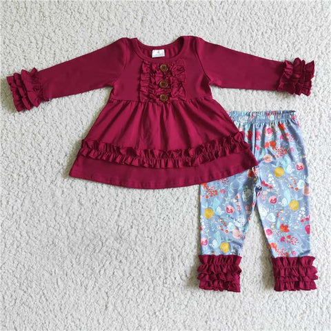 6 A26-16 Fuchsia Multi-Lace Flower Pants Set