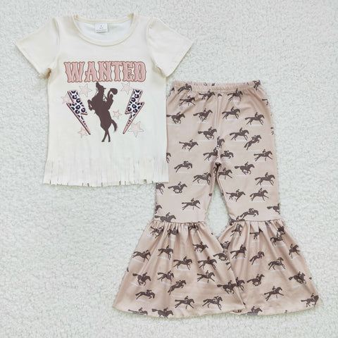 GSPO0487 Girls' riding tassels short-sleeved trousers suit