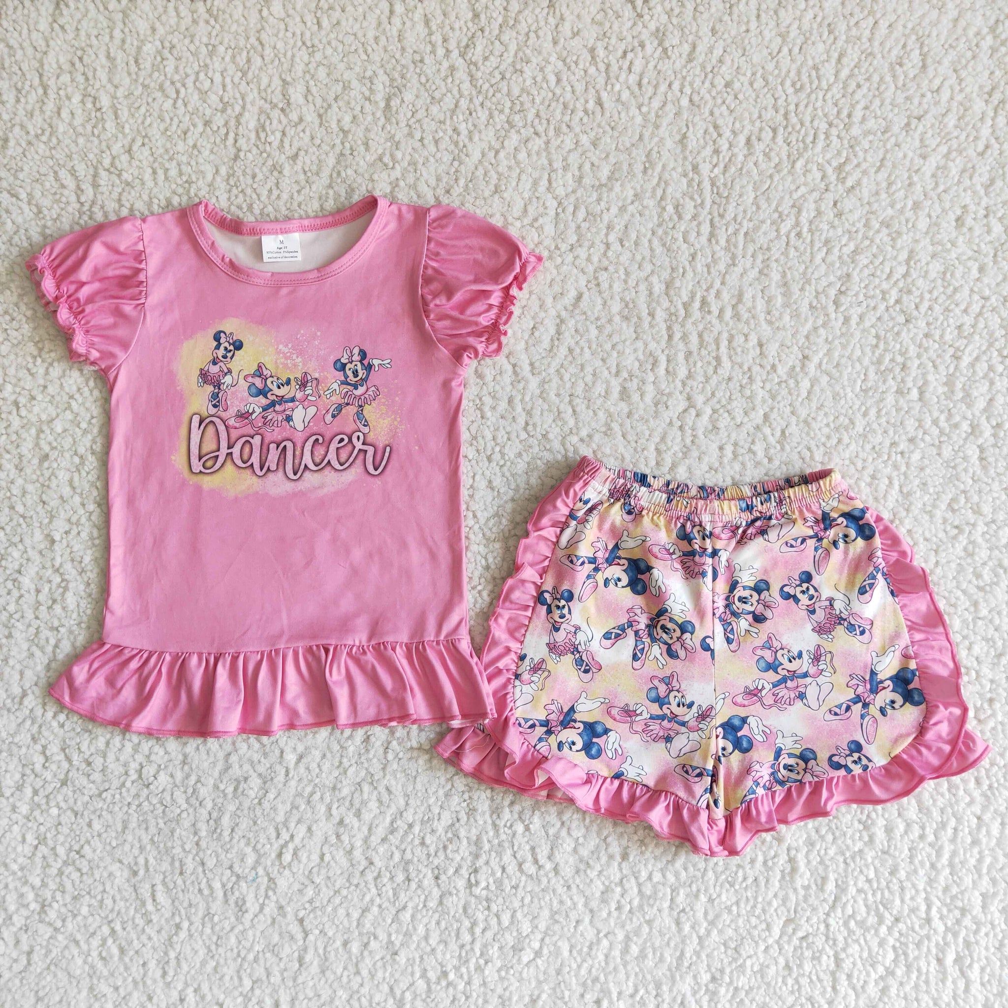 C4-27 Baby Girls Lantern Sleeve Ruffles Shorts Sets