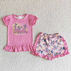 C4-27 Baby Girls Lantern Sleeve Ruffles Shorts Sets