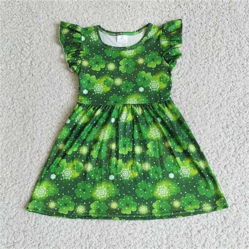 G4-17/ St. Patrick Green Clover Short Sleeve Dress