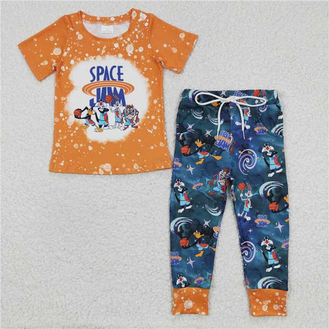 BSPO0091 Boys Orange Short Sleeve Trousers Set