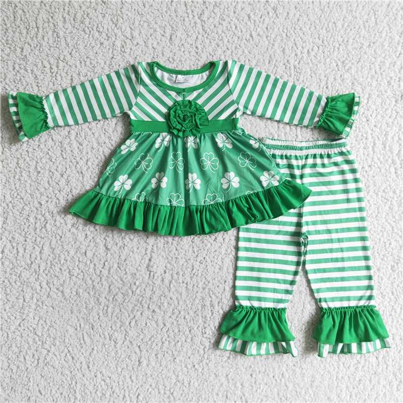 6 A17-11 St. Patrick Green Clover Bell Bottoms Sets