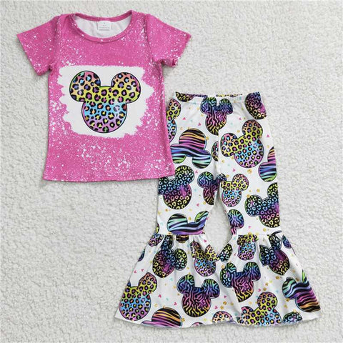 GSPO0455 Colorful Leopard Mickey Girls Set