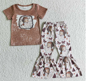 GSPO0181 Christmas Girls Short Sleeve Flared Pants Suit