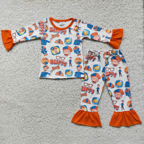 Baby Girls Orange Long Sleeve Pajamas Sets Sleepwear