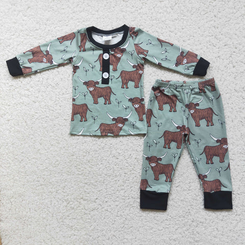 Baby Boys Bull Long Sleeve Pajamas Sets Sleepwear