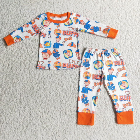 Baby Boys Orange Long Sleeve Pajamas Sets Sleepwear