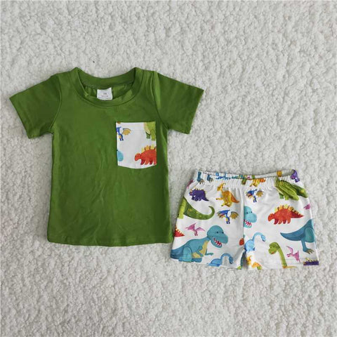 A16-12   Boys Pocket Short Sleeve Shorts Set