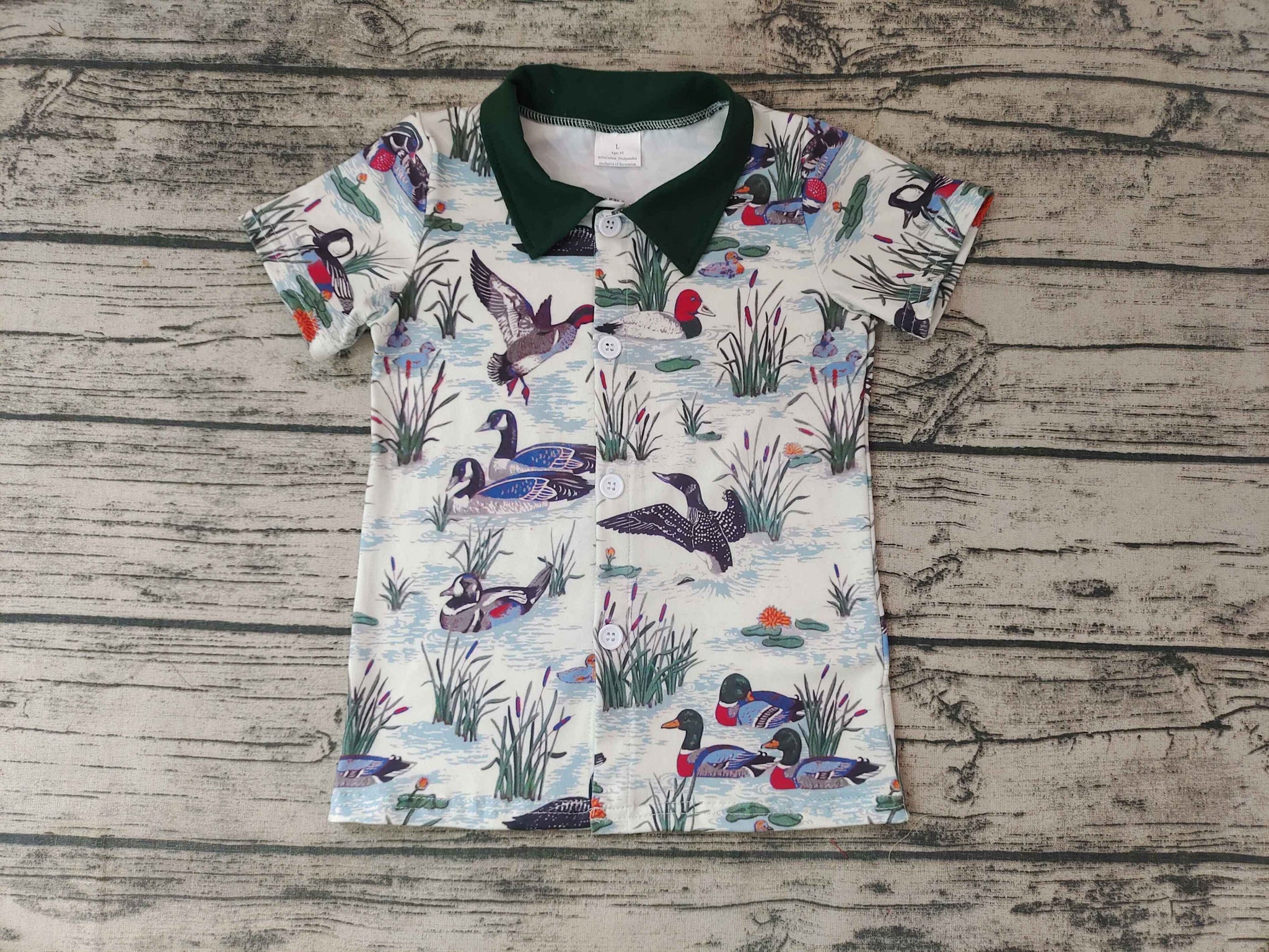 BT0159 Boys Rice Duck Button Short Sleeve Top