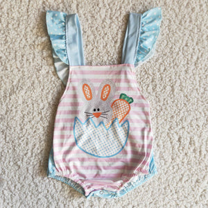 E11-3 Easter Bunny Flutter Sleeve Romper