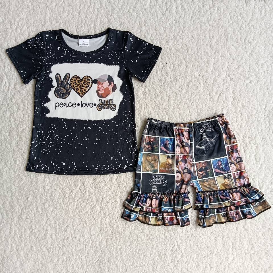 B16-3  Girls Spotted Short Sleeve Shorts Set
