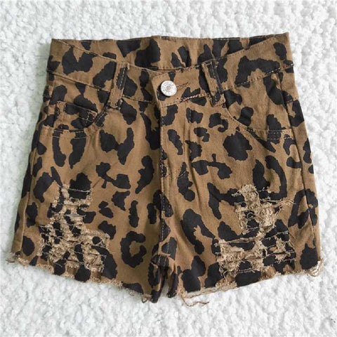 B4-16 Summer Leopard Denim Shorts