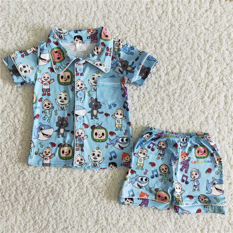 B5-15   Blue Boys Pajama Set
